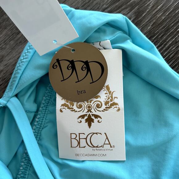 NWT BECCA Swim Color Code Bikini Set DDD Top & High Waisted Bottom Medium Blue - Picture 14 of 16